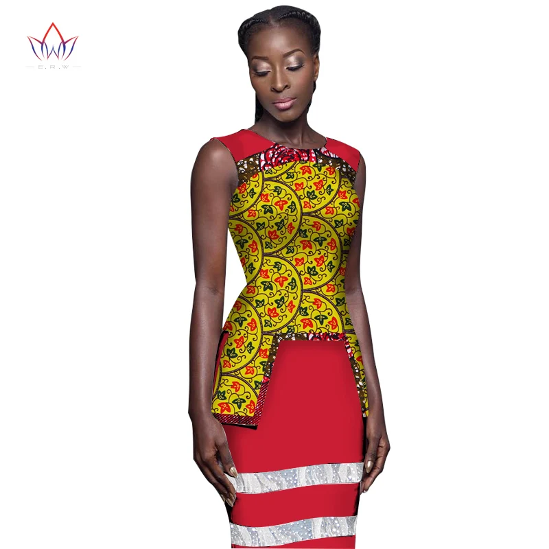 

2017 Summer Sexy Dress Sleeveless O-Neck African Print Dashiki for Women Custom Made Bodycon Dress Party Dresses 6XL BRW WY1671