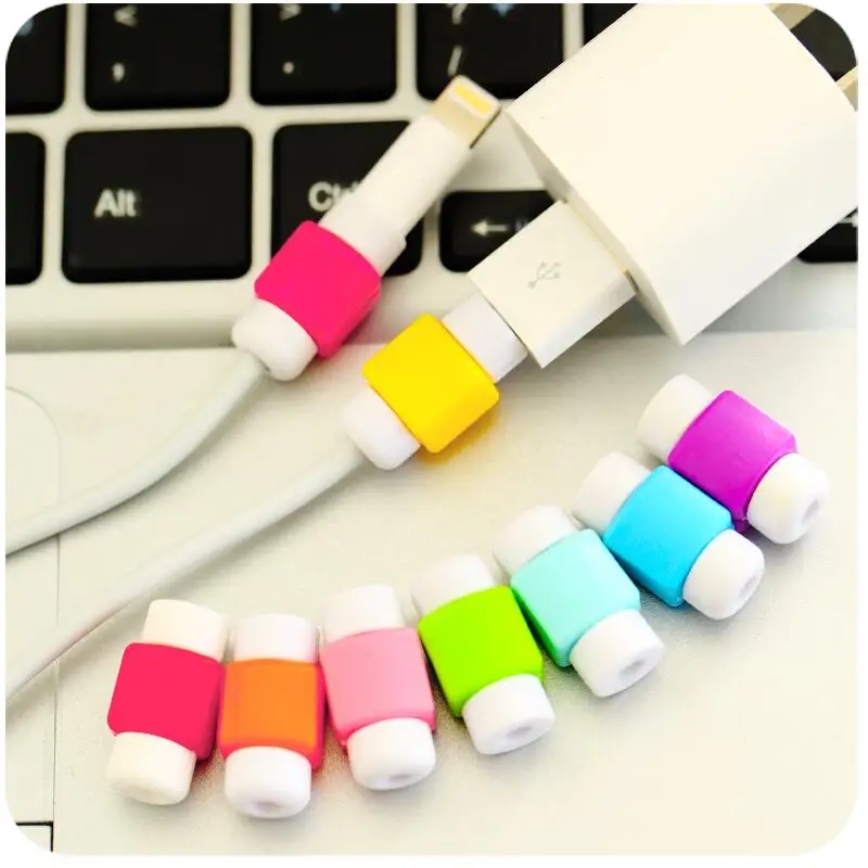 10pcs/lot Cute Cable earphones Protector For iPhone USB Colorful Data Charger Earphone Cover protetor de cabo | Электроника