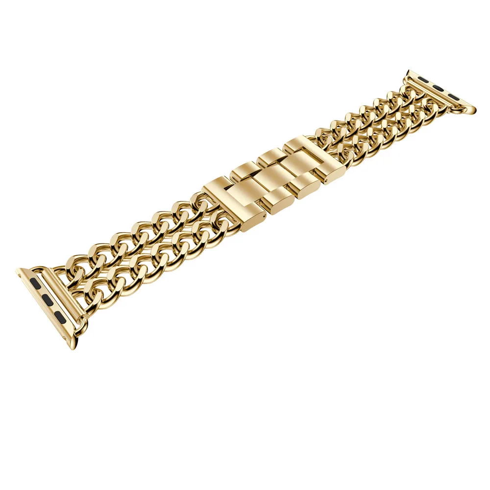 Нержавеющая сталь звено цепи ремешок для наручных часов Apple Watch версии 44 мм 42 40 38