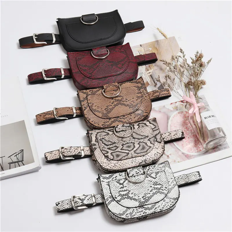 Gradosoo Retro Serpentine Waist Bag Female PU Leather Belt Women Fanny Pack Fashion Travel Ladies Coin Pouch LBF375 | Багаж и сумки