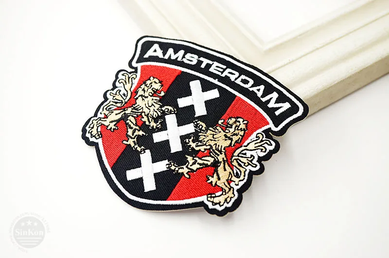 AMSTERDAM дамские значки(Размер: 9,0*8,3 см), железные нашивки с вышивкой для одежды, нашивки с героями мультфильмов, Аппликации для одежды, аксессуары для самостоятельной сборки