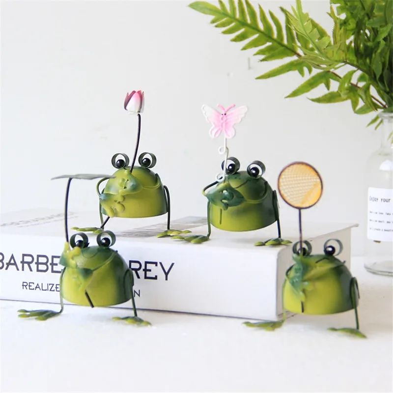4 шт./компл. милые железные художественные фигурки лягушек украшения для