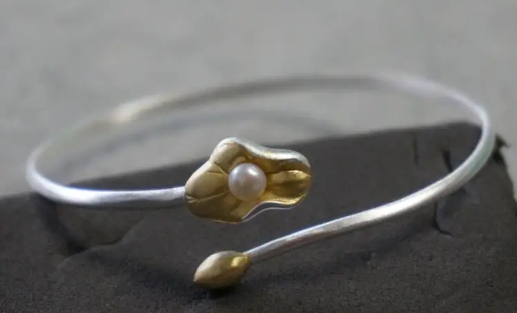 Чистое серебро индивидуальный дизайн один из видов 925 пробы браслеты двухцветный