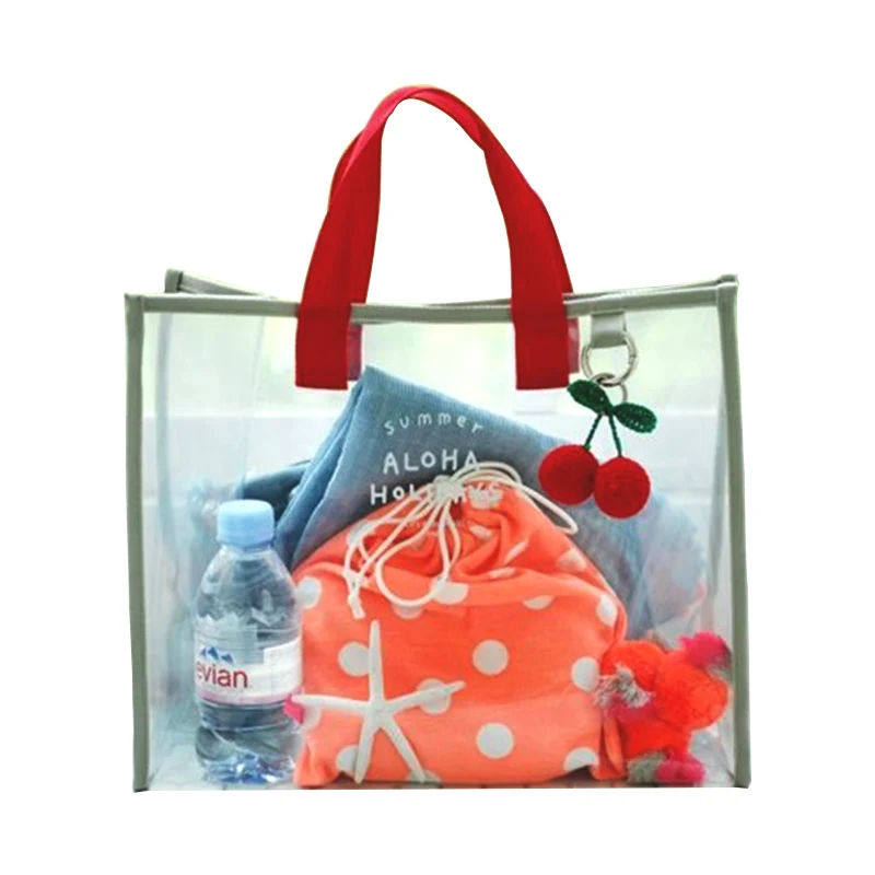 

Прозрачная пляжная женская сумка из ПВХ, дорожные портативные маленькие тоуты с принтом надписи, модная дамская сумочка для пляжа