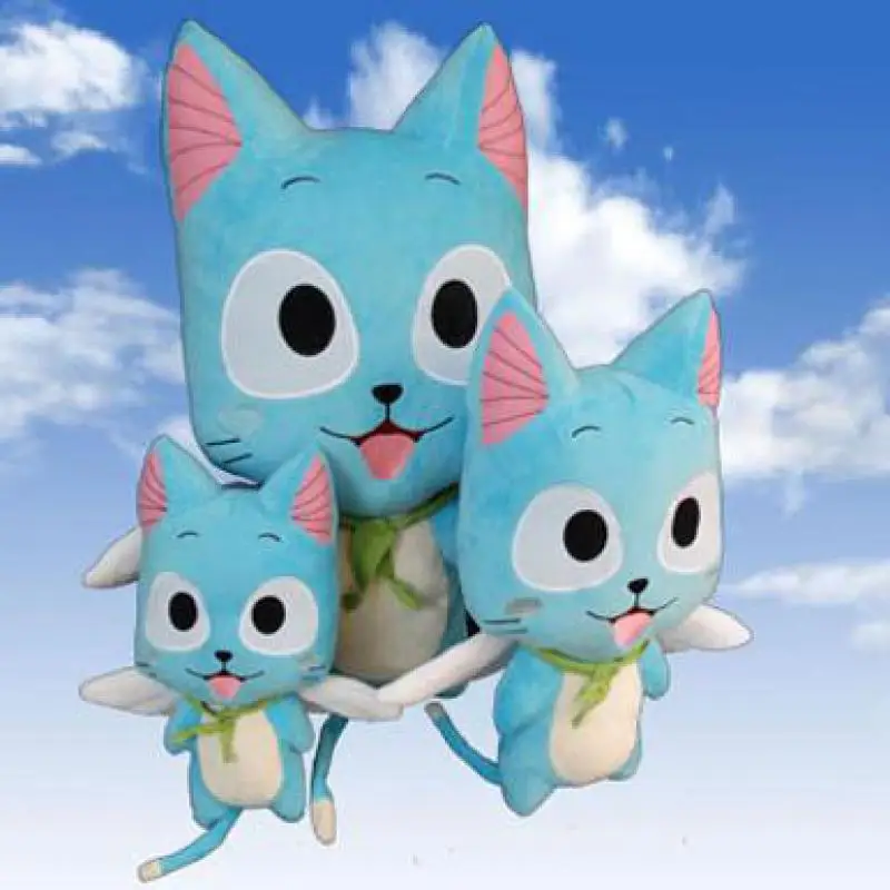 30 58 см с рисунком из аниме Fairy Tail Happy плюшевая игрушка Kawaii счастливые синий кошка