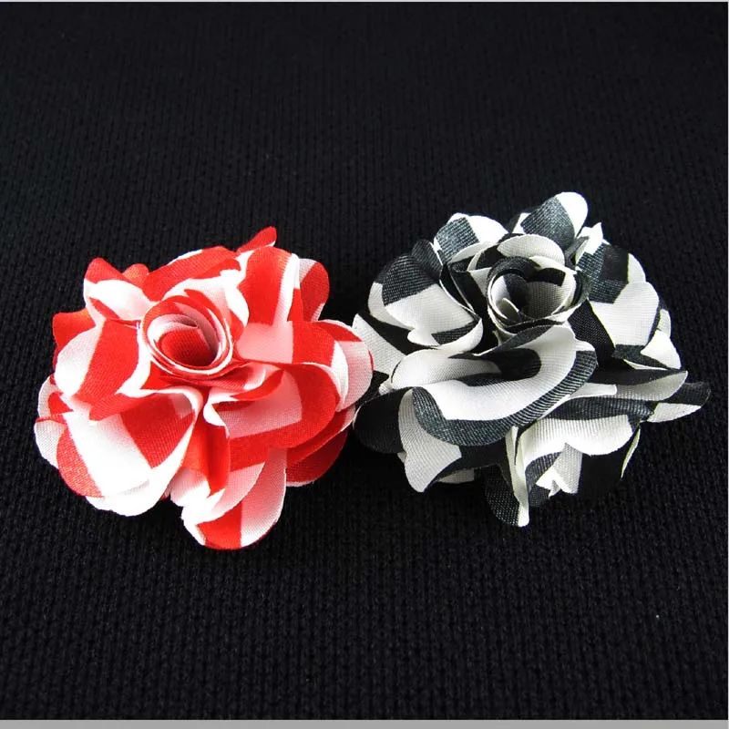 

Free shipping!36PCS/LOT 6CM New stripe flowers satin flower fabric flowers