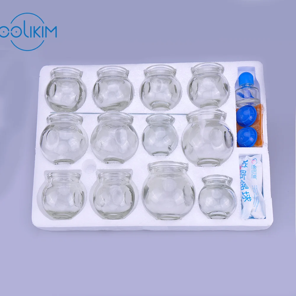 12 шт. стеклянная Массажная чашка вакуумная для тела огнеупорная терапии Набор