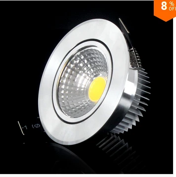 silver shell aluminum 3W 5W 7W LED COB chip downlight Recessed Ceiling light Spot Light Lamp White/ warm white | Освещение