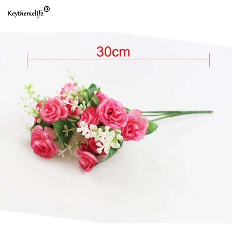 1 Bouquet 15 Buds Artificial Flowers Silk Flower Fall Roses Fake Leaf Wedding Decor Home Christmas Ornament