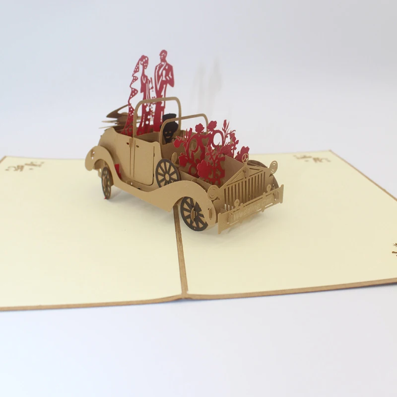 3D лазерная резка для невесты жениха Ретро старые автомобили бумажные