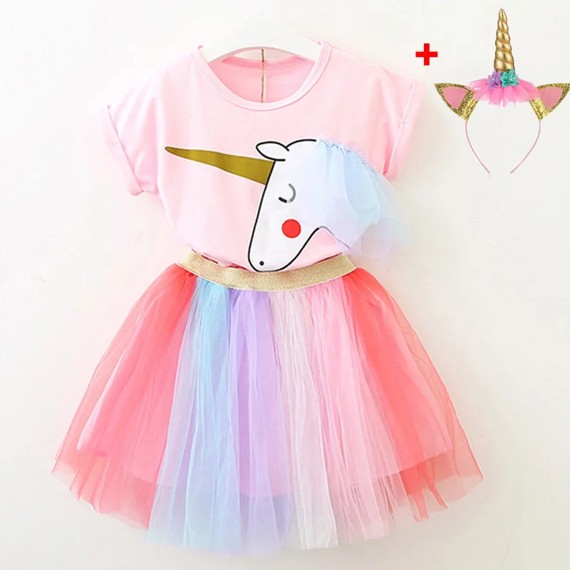 Летние праздничные платья с единорогом одежда для детей платье принцессы