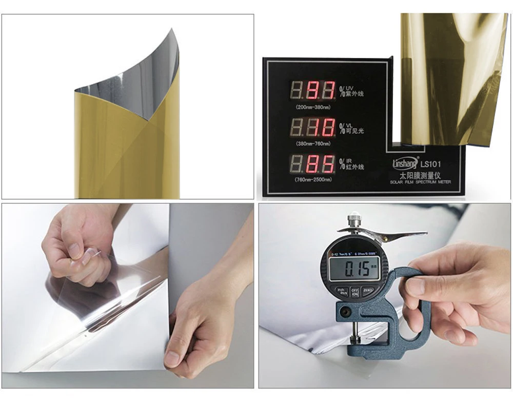 Длина 200 см золото серебро солнечная зеркальная оконная пленка односторонняя