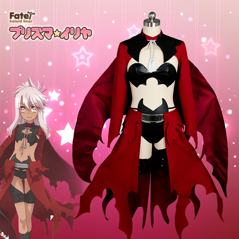 Аниме! Fate/kaleid liner 3rei Illyasviel Сексуальная Красная униформа для девочек костюм