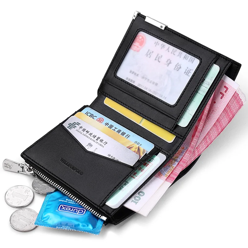 Многофункциональный мужской кожаный бумажник из натуральной кожи с карманами на