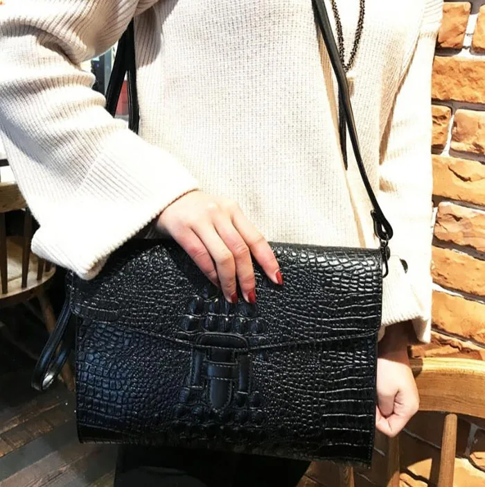 Новинка 2018 женская сумка мессенджер из крокодиловой кожи Сумка конверт