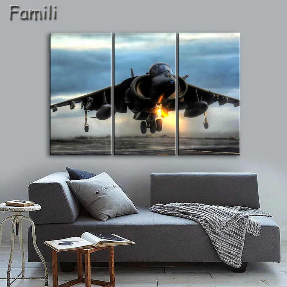 Картина на холсте с современным принтом истребителей самолетов Настенная