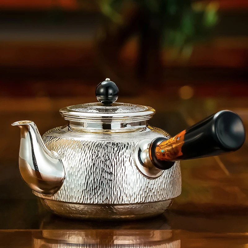 Bark Pattern Tea Pot- Lacquer handle &amp black agate lid | Дом и сад