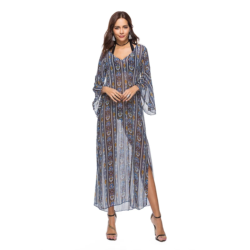 Новинка Европа и США Amazon хит продаж новые продукты свободное платье с принтом