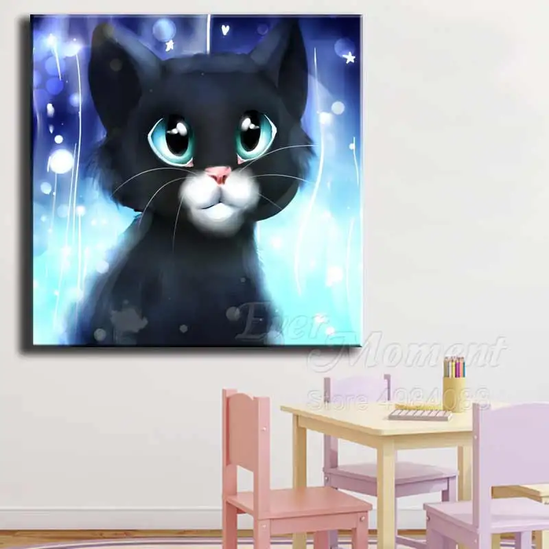 Алмазная вышивка Ever Moment полностью квадратная картина стразы ручная работа кошка