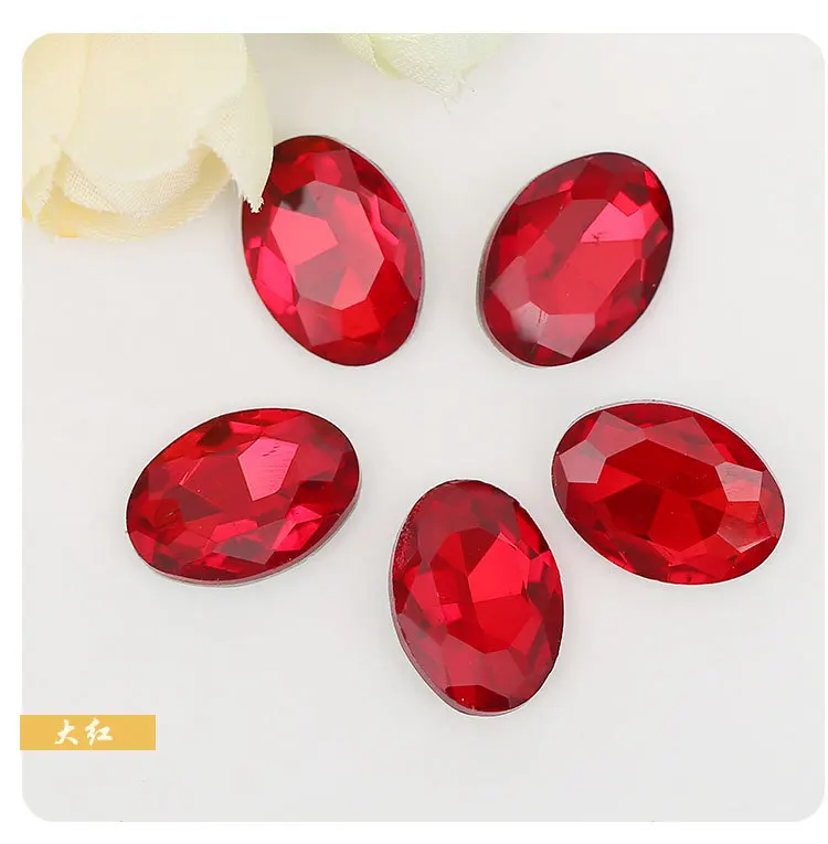 Бесплатная доставка красная овальная форма Заостренное стекло Кристальные