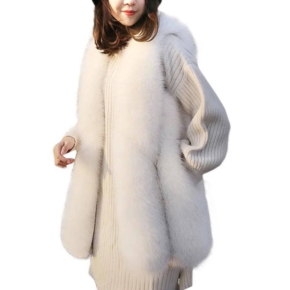 FOLOBE Winter Coat For Women Warm Fashion Women Faux Fur Vest Outerwear Female Soft Faux Fox Fur Coat Female Plus size S-2XL