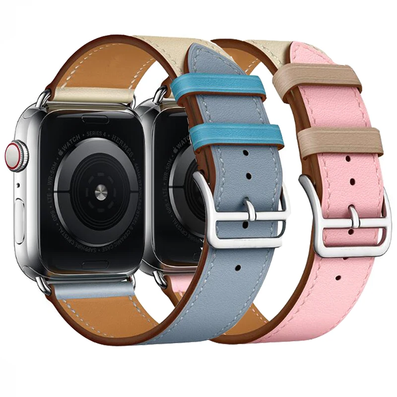 Из натуральной кожи петлевой ремешок для Apple Watch 42 мм серии 4 3 2 1 iwatch 44 38 Браслет