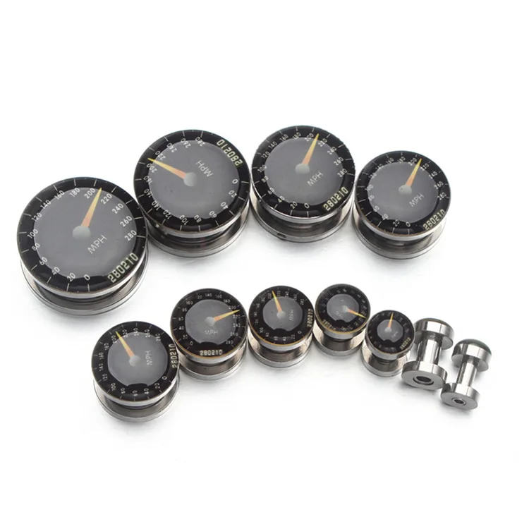 

MODRSA 1Pair Stainless Steel Ear Gauges Speedometer Flesh Ear Plugs and Tunnels Ear Helix Piercing Expender Body Jewelry