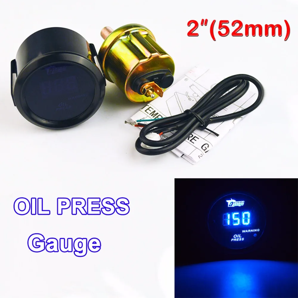 DRAGON GAUGE 2 &quot52 мм измеритель давления масла синий светодиодный черный корпус