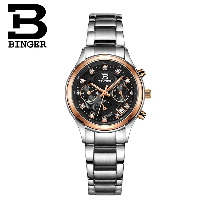 Часы женские Кварцевые водонепроницаемые из нержавеющей стали с хронографом|clock