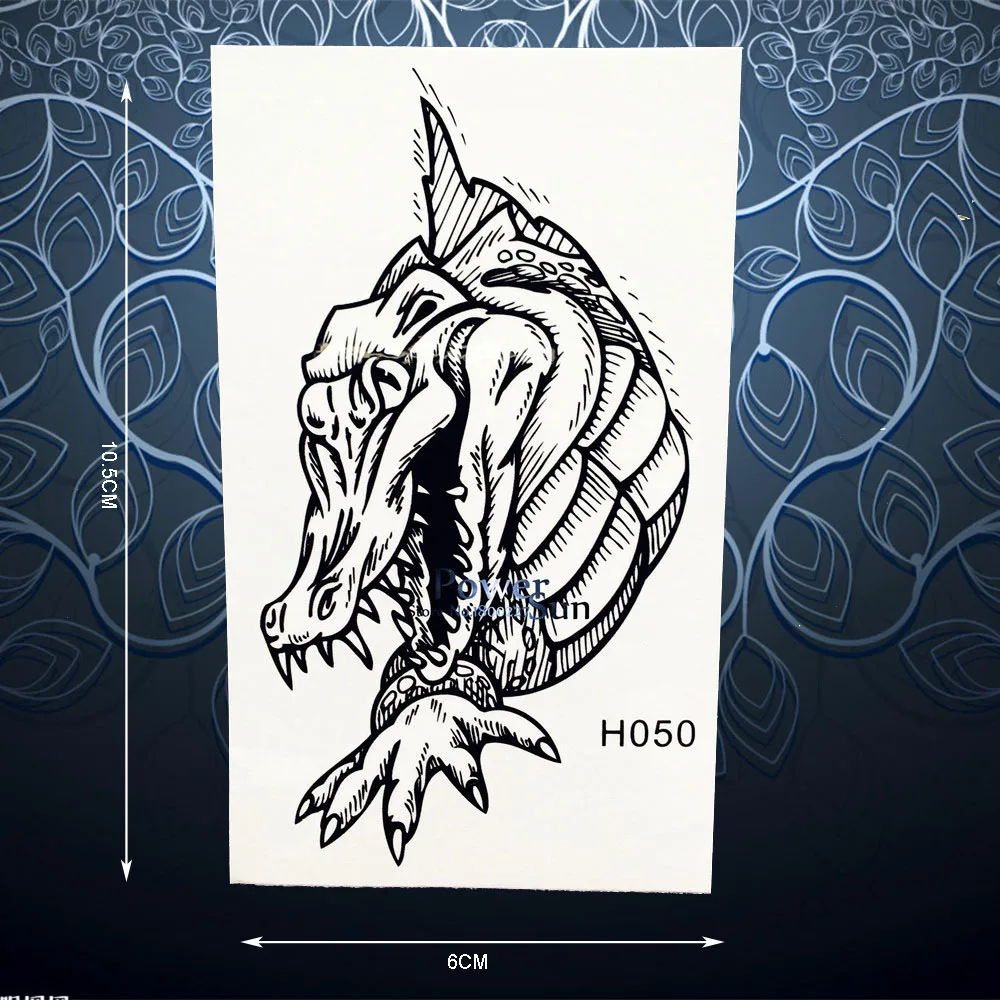 Аллигатор Водонепроницаемый черный поддельные татуировки Стикеры для женщин