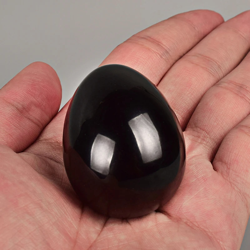 Драгоценный камень яйцо 1 шт. 45*30 мм натуральный черный из обсидиана Хрустальные