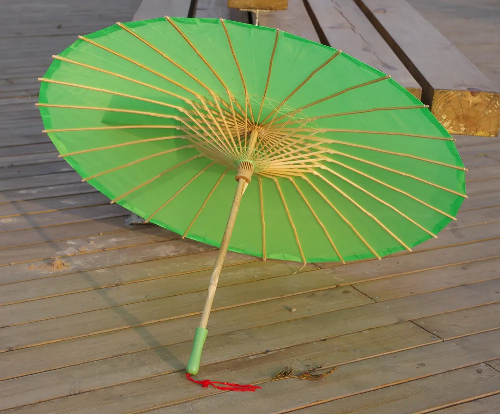 Зеленый простой тканевый бамбуковый зонтик/зонтик отлично подходит для