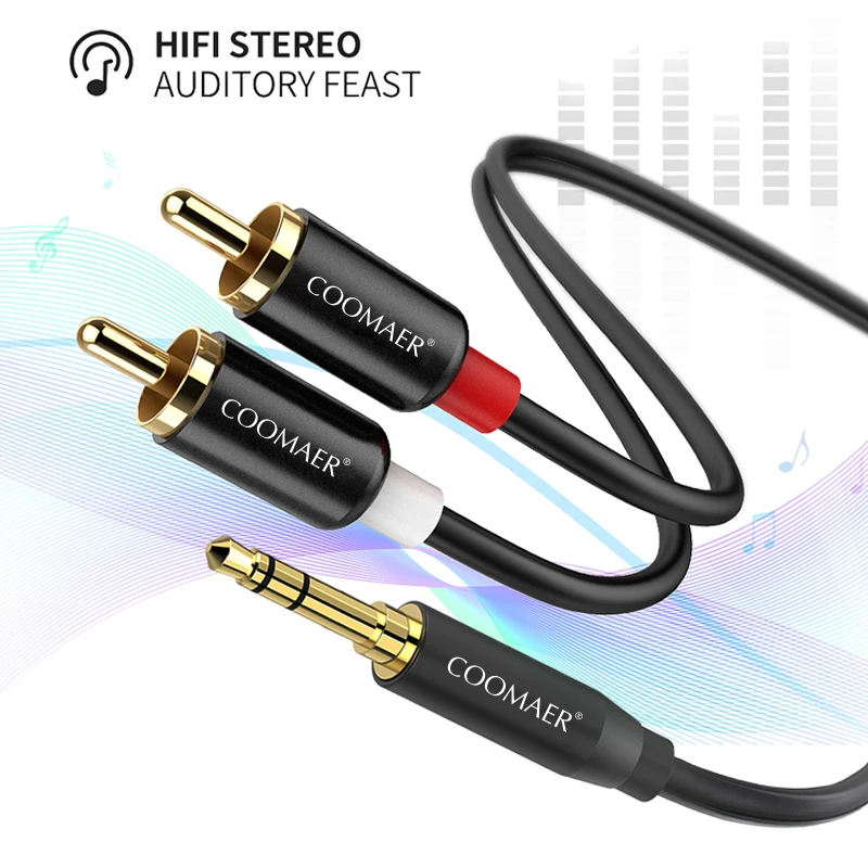 Кабель Coomaer RCA 2RCA на 3 5 аудиокабель мм Jack AUX кабель для DJ усилителей сабвуферов