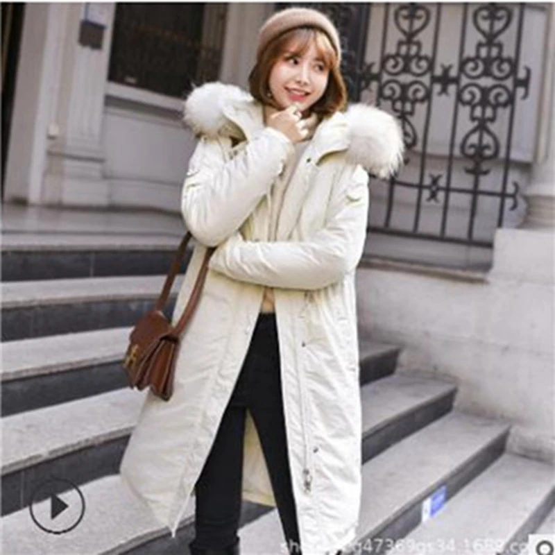 Женская Повседневная куртка с меховым воротником зимняя хлопковая капюшоном