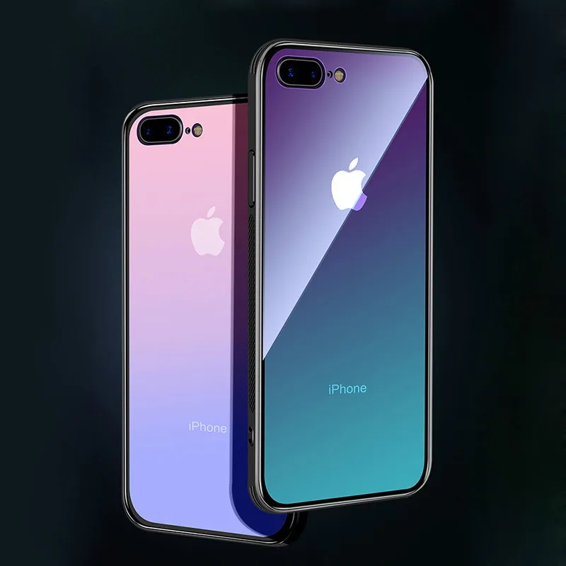 Чехол Coque Fundas для iPhone 8 7 6 6S X Capinhas градиентный цвет ультра тонкий жесткий чехол iPhone8