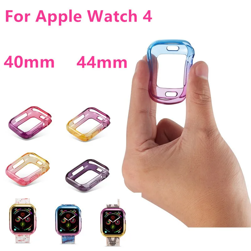 Новый мягкий чехол из ТПУ для Apple Watch 44 мм 40 ударопрочный цветной с полной защитой