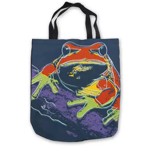 Tote Bags Пользовательские холст-Лягушка-Kindoom-(1) toteBags сумки сумка-шоппер Повседневное пляжные сумки Складная 180911-04-75 - Цвет: Tote Bags