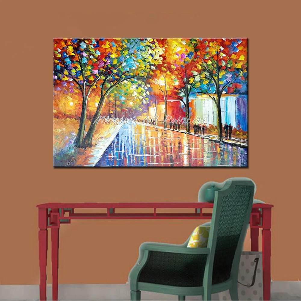 

Arthyx Art New Hand Painted Knife Landscape Oil Painting For Living Room Home Decor Wall Art Pictures Canvas Paintings Original