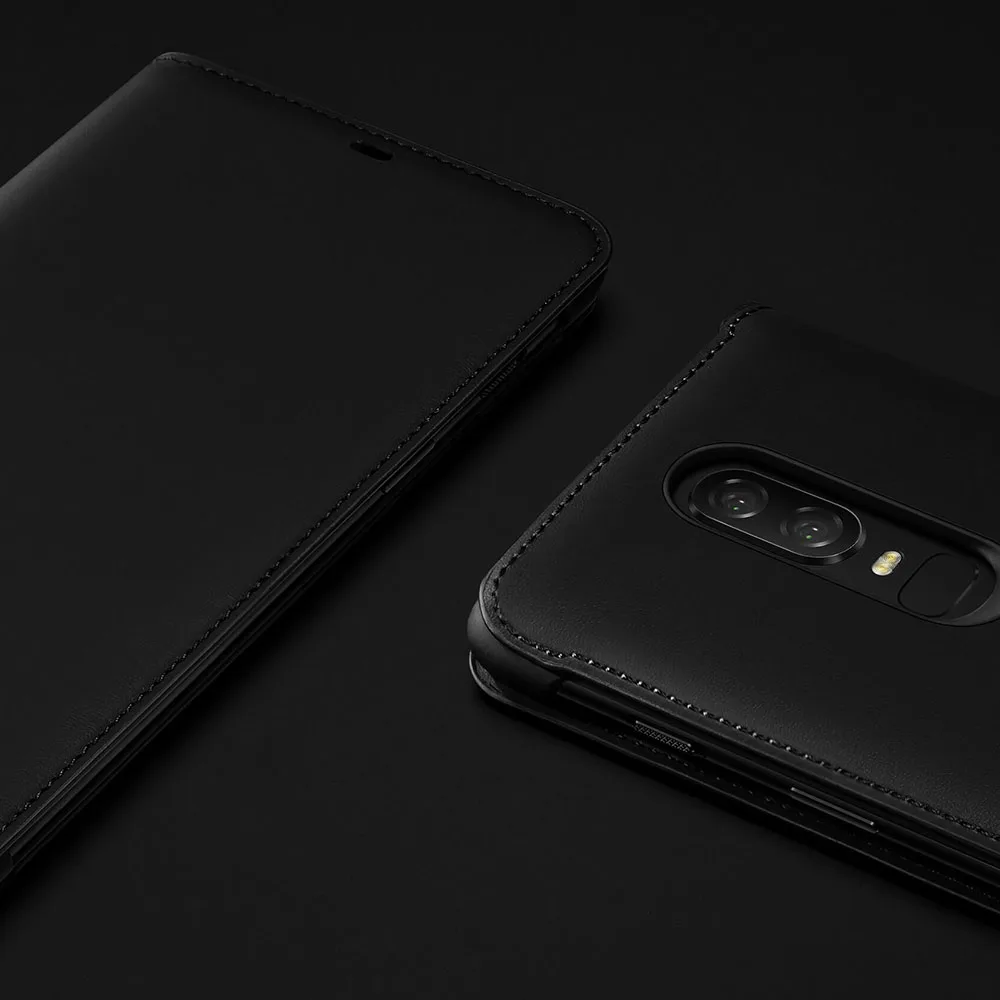 Оригинальный флип кейс OnePlus 6 T черный из искусственной кожи чехол для One Plus 6t Smart
