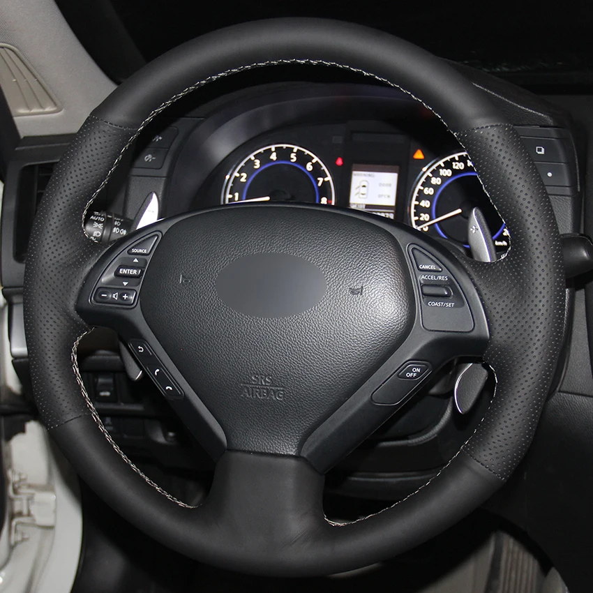 Black Natural Leather Car Steering Wheel Cover for Infiniti G25 G35 G37 QX50 EX25 EX35 EX37 2008-2013 | Автомобили и мотоциклы