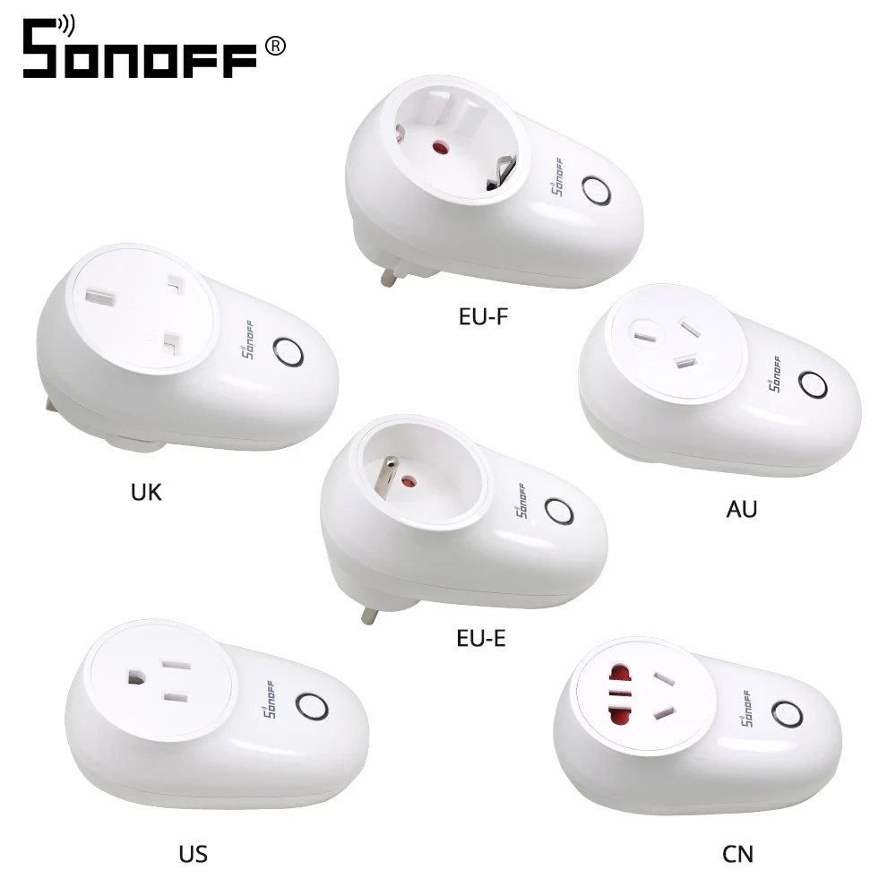 Sonoff S26, EU-F, WiFi, умная розетка, 250 В, 10 А, вилка, беспроводной, умный дом, светильник, переключатель, розетки, работают с Alexa Google Assistant