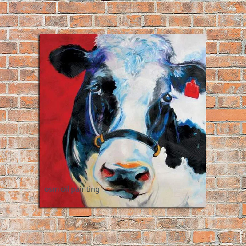 

Top Artist 100% Hand Painted Cow Head Wall Decoration Painting Cow Animal Oil Painting on Canvas Handmade Art Picture