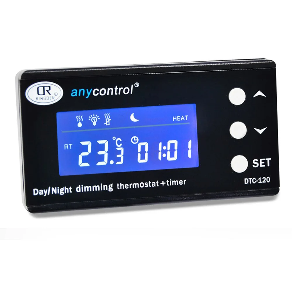DTC-120, цифровой термостат, терморегулятор, водонепроницаемый датчик, США, ЕС, штепсельная розетка, ЖК-дисплей, 2 этапа, режим нагрева и охлаждения