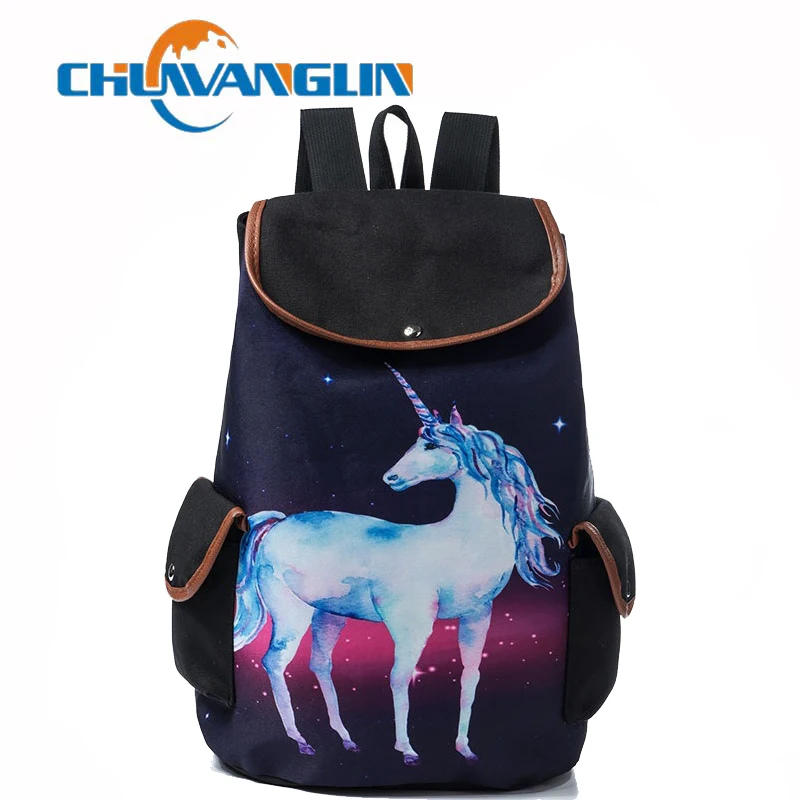 Женский холщовый рюкзак Chuwanglin школьный с принтом пони для девочек подростков