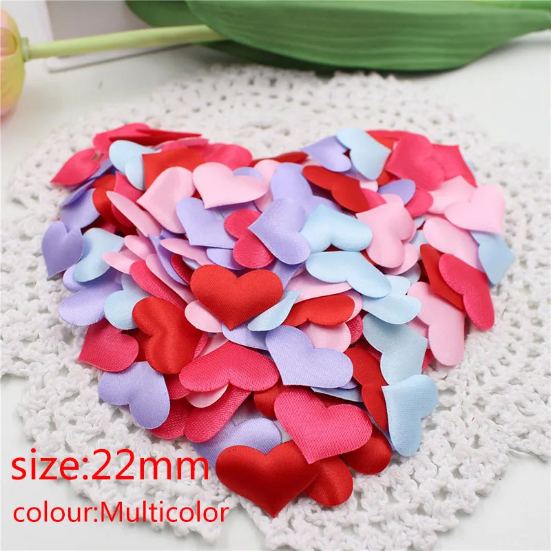 22mm-Multicolor 100 шт шелковая губка атласная ткань Милые Лепестки в форме сердца свадебные конфетти DIY романтические сердца тканевые украшения аксессуары для скрапбукинга - Цвет: 22mm-Multicolor