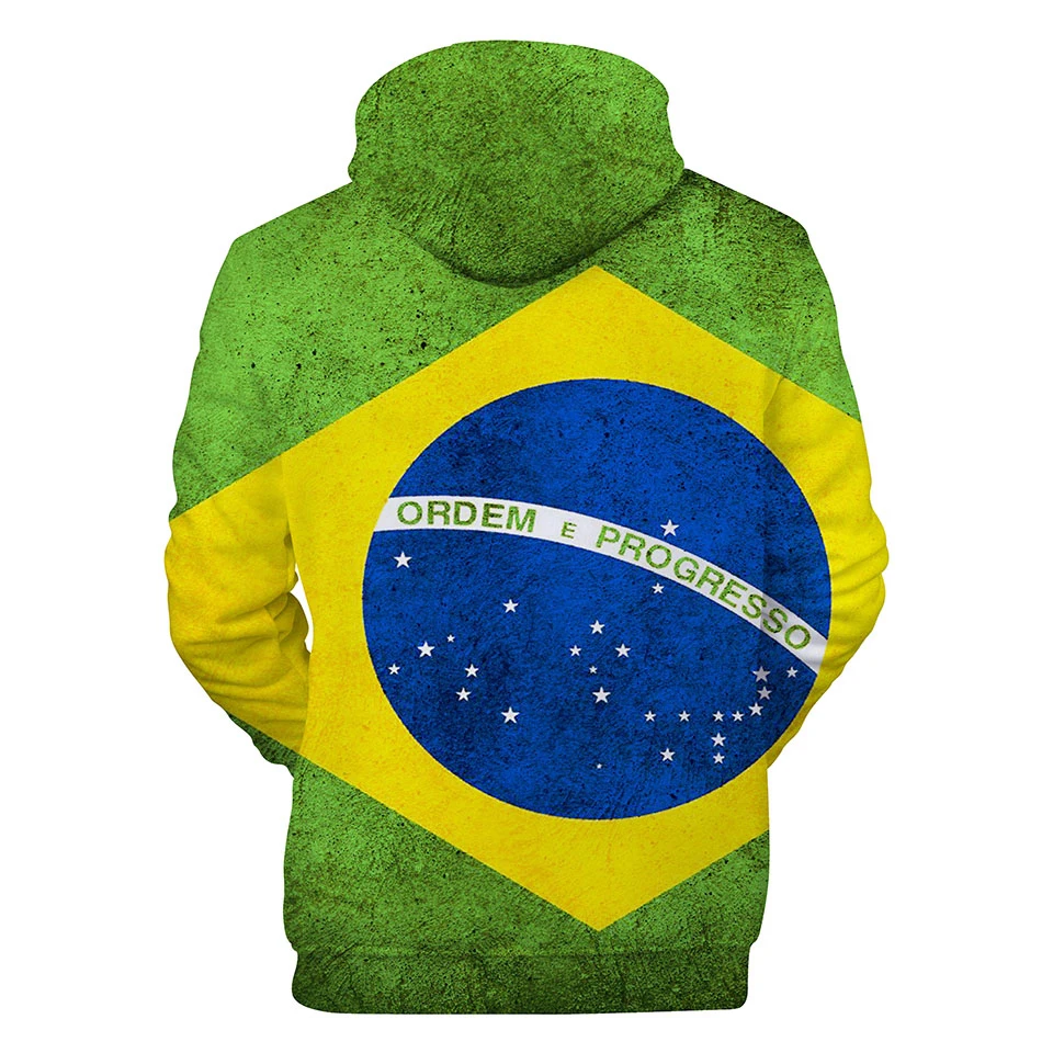 Brazil Flag 3d hoodies pullover men women harajuku Hoodie casual Long Sleeve Hooded Sweatshirt clothes tops plus size XXS-XXXXL | Мужская