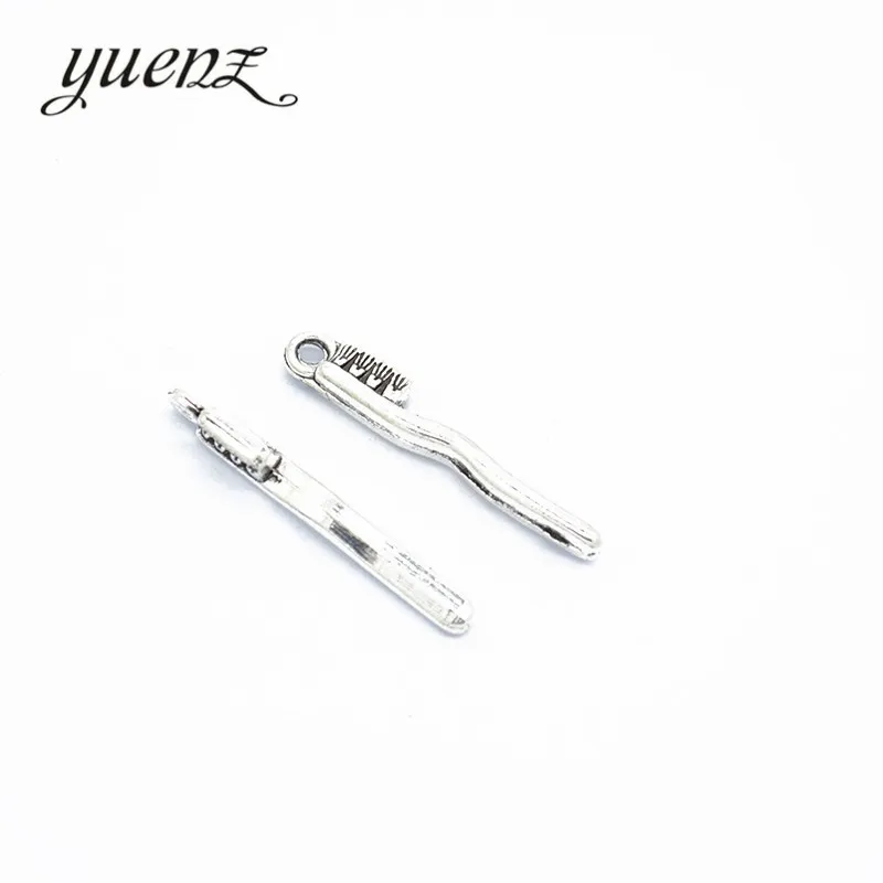 

YuenZ 20pcs Antique silver color toothbrush Zinc alloy charms Wholesales earring bracelet jewelry DIY handmade 29*5*3mm J277