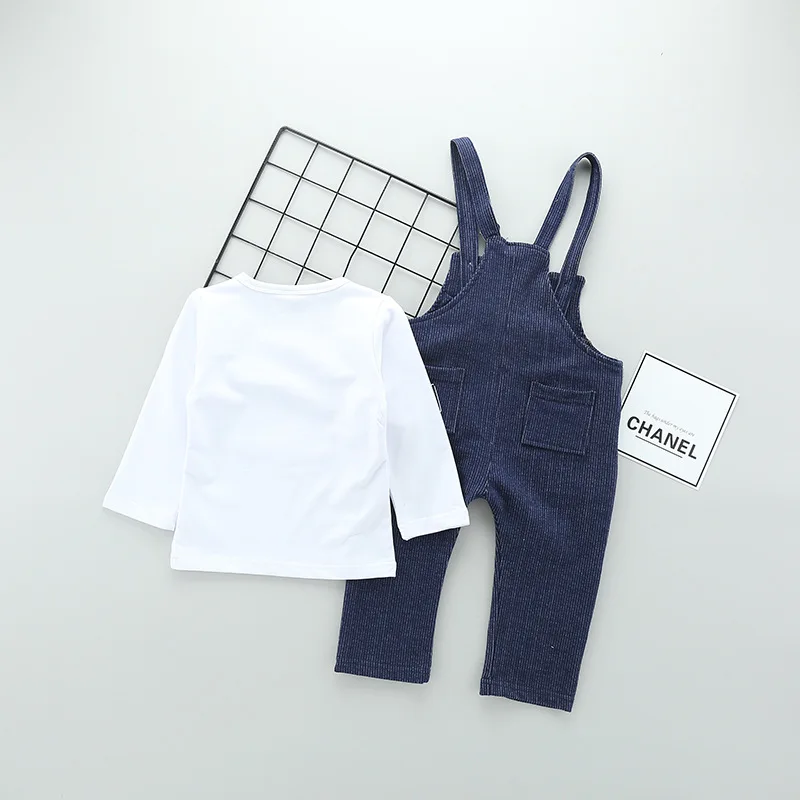 Spring Baby Clothes Set Long Sleeve Autumn 1-3Y Cartoon House pattern Boys T shirts+Overall Pants 2pcs Cotton Casual Suits | Детская