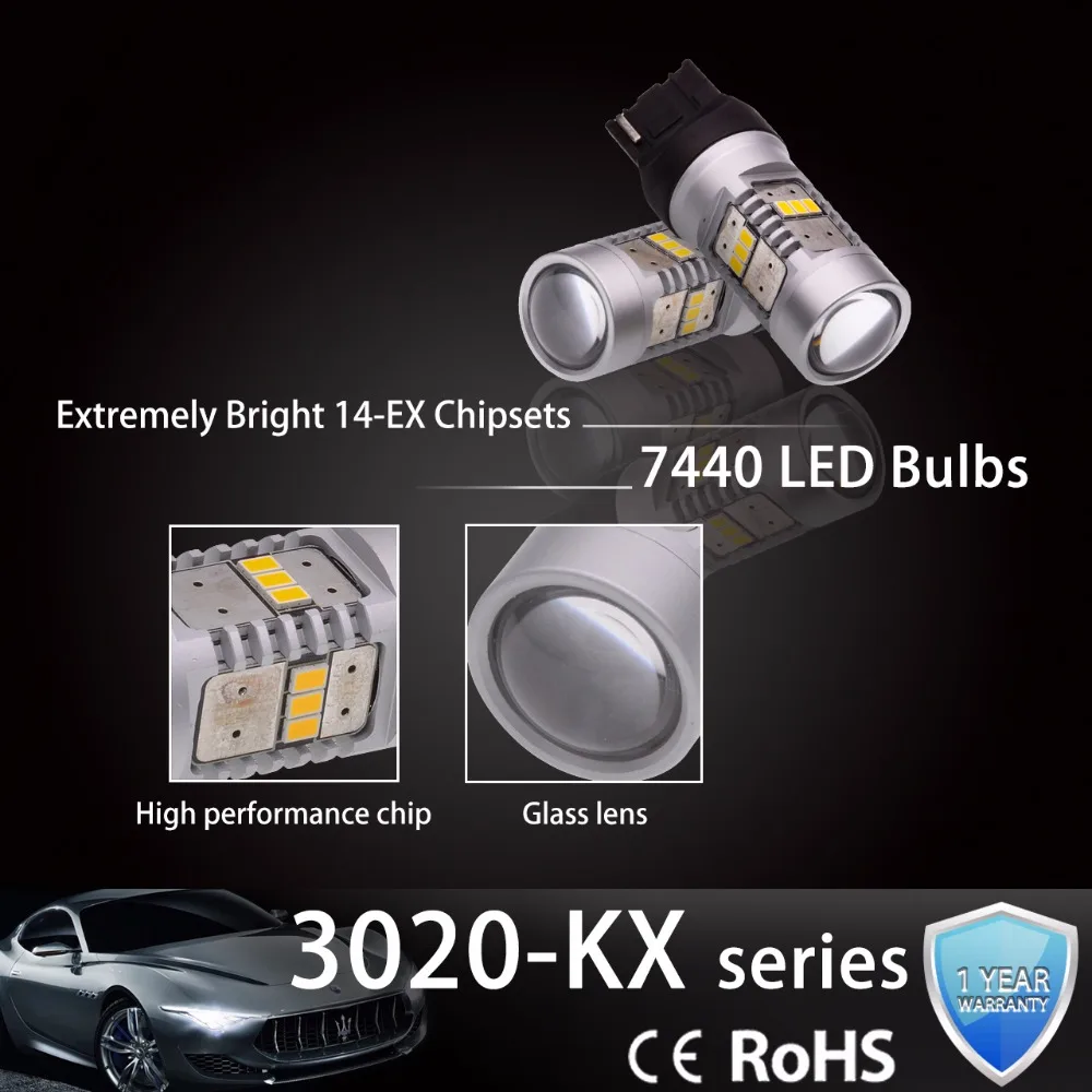 Katur 2 шт. T20 7440 светодиодные лампы W21W поворотные сигнальные огни для вождения