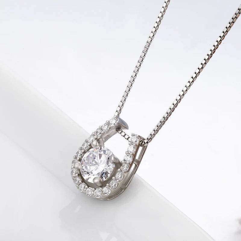 Подвеска в форме подковы из серебра 925 пробы с кубическим цирконием|necklace women|pendant